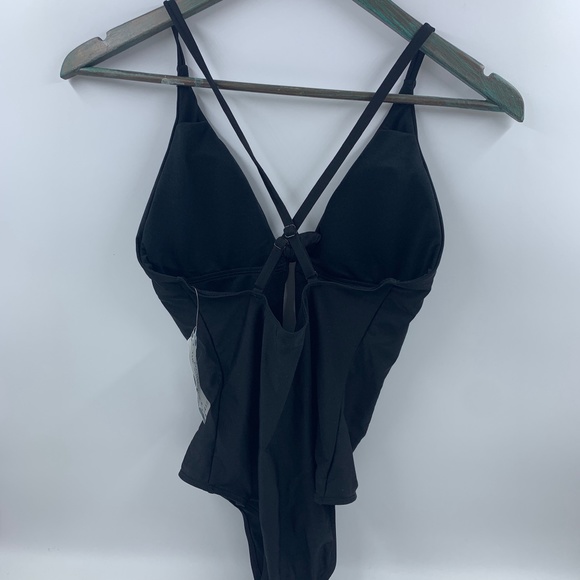 Enjoy The Sunshine Womens Medium Swimsuit Keyhole Bow Strappy Black NEW - Picture 3 of 9
